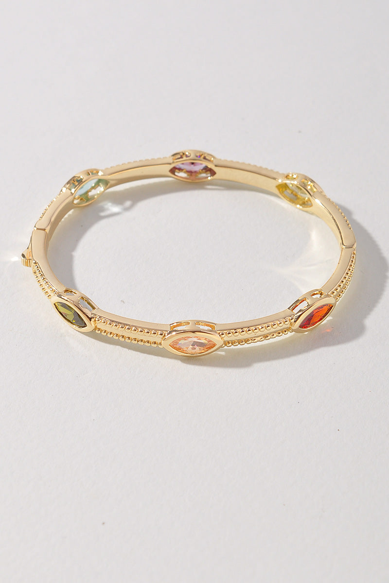 Multi-Stone Gold Bangle Bracelet