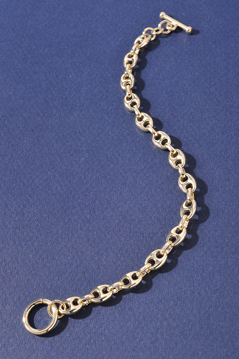 OVAL LINK TOGGLE CLASP METAL BRACELET
