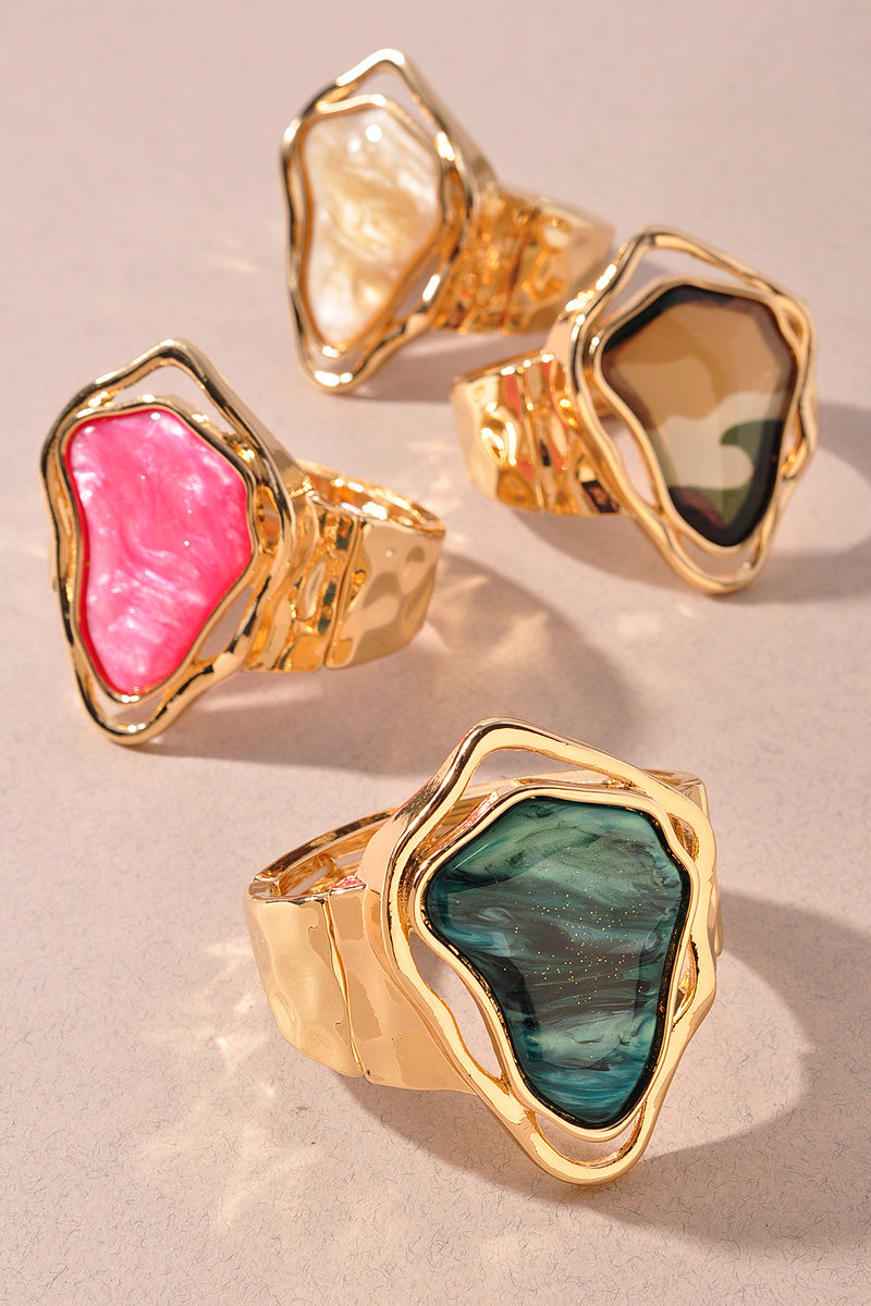 Abstract Resin Stone Gold Bracelet