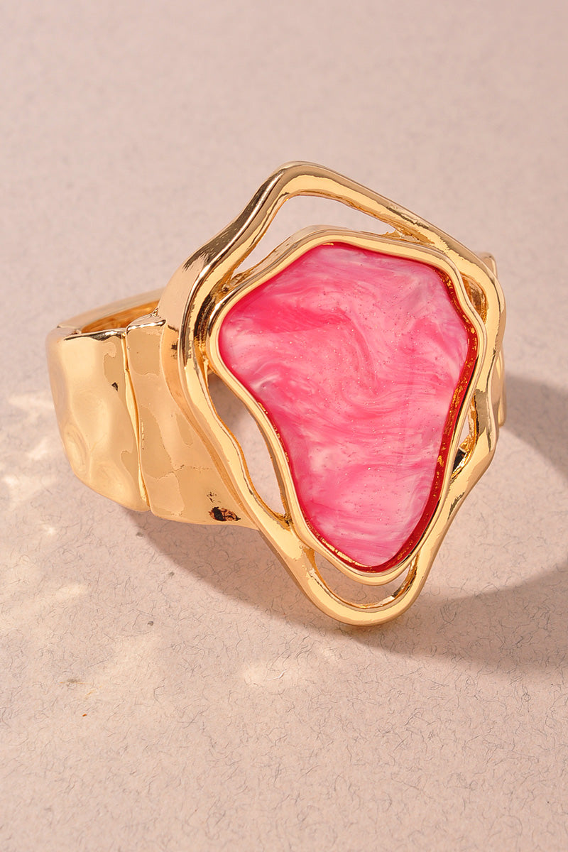 Abstract Resin Stone Gold Bracelet