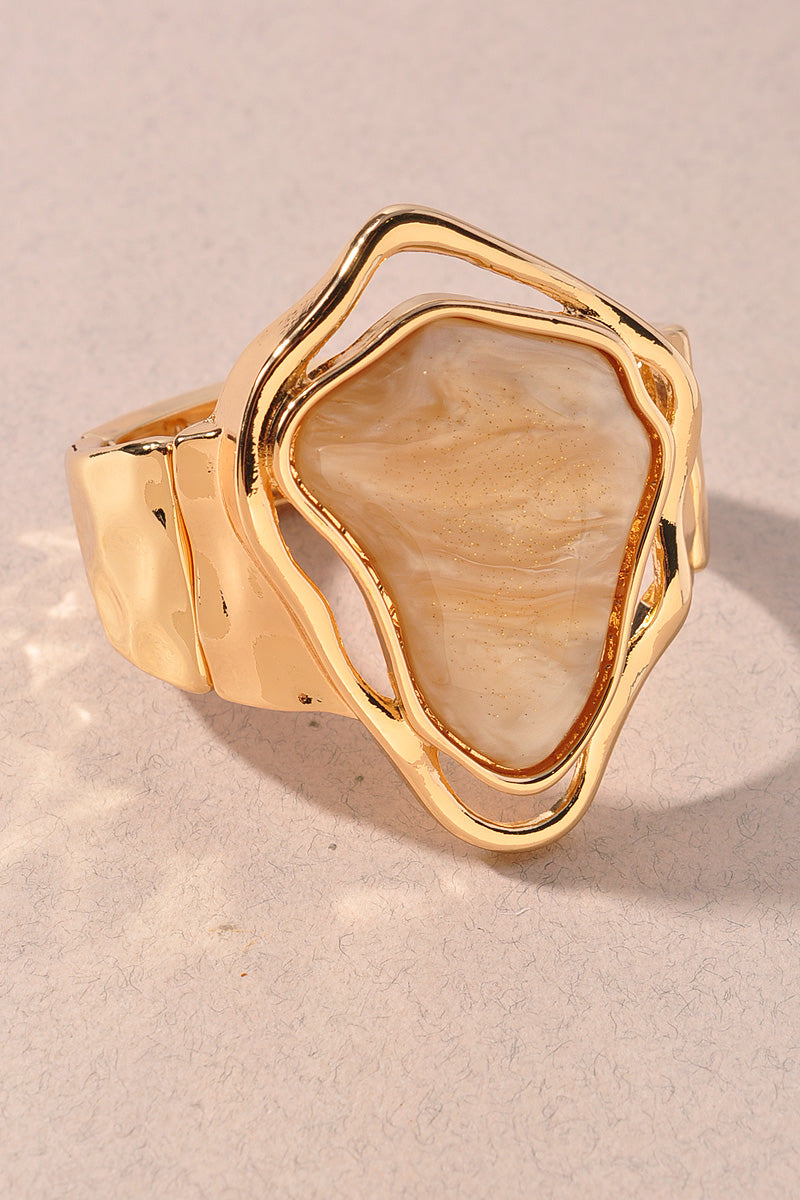 Abstract Resin Stone Gold Bracelet