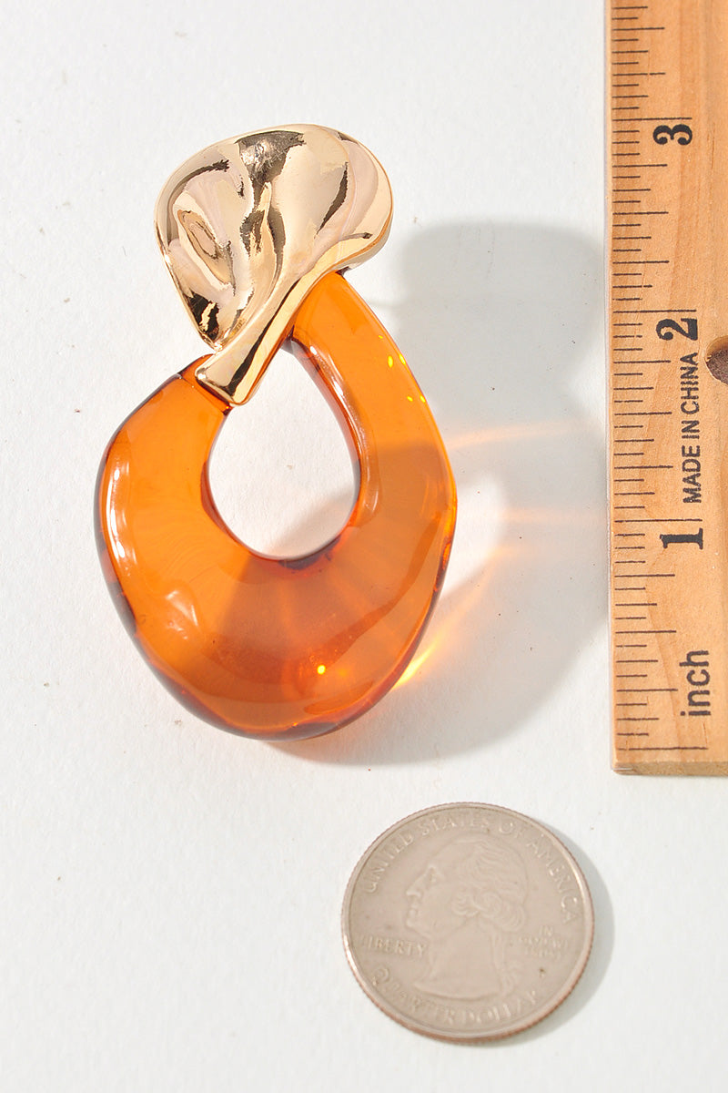 Acrylic Teardrop Metal Top Earrings