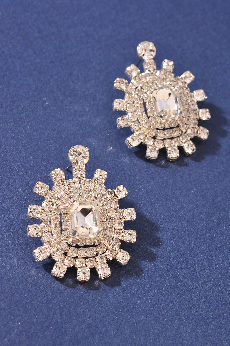 RHINESTONE SQUARE VICTORIAN EARRINGS