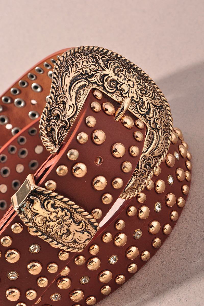 FLORAL WESTERN STUD BUCKLE BELT