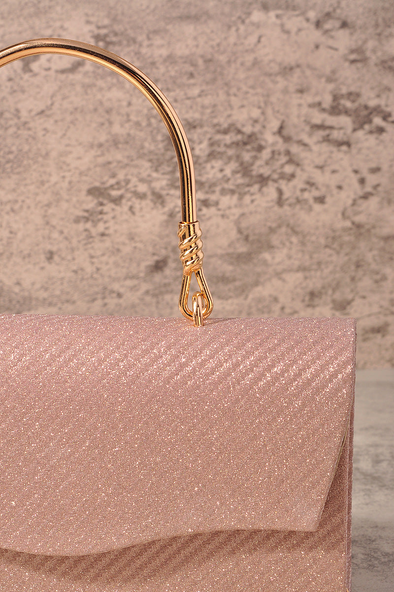 STYLISH TEXTURED FLAP HANDLE EVENING BAG