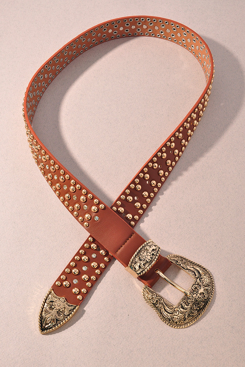 FLORAL WESTERN STUD BUCKLE BELT