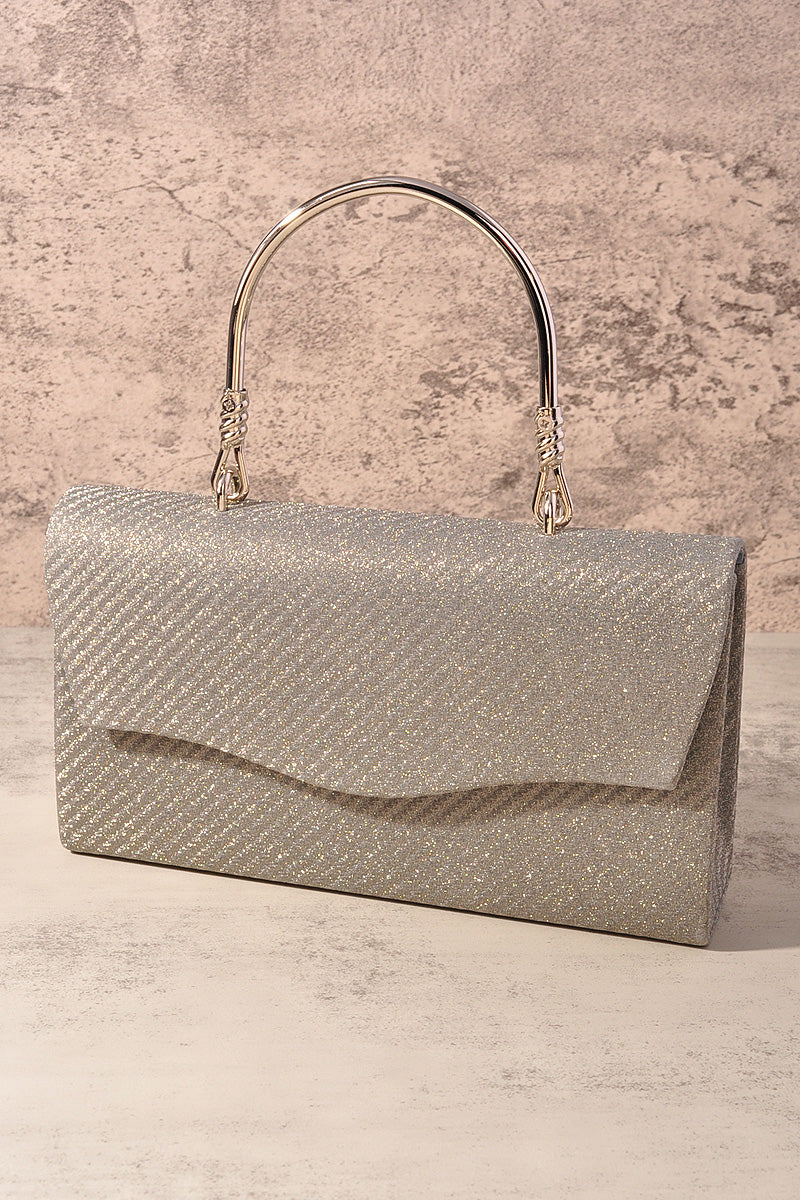 STYLISH TEXTURED FLAP HANDLE EVENING BAG