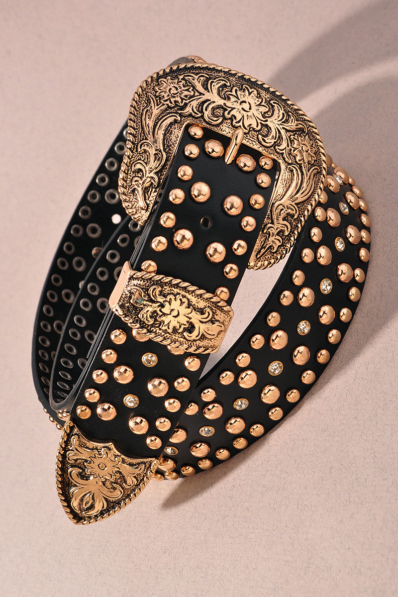 FLORAL WESTERN STUD BUCKLE BELT