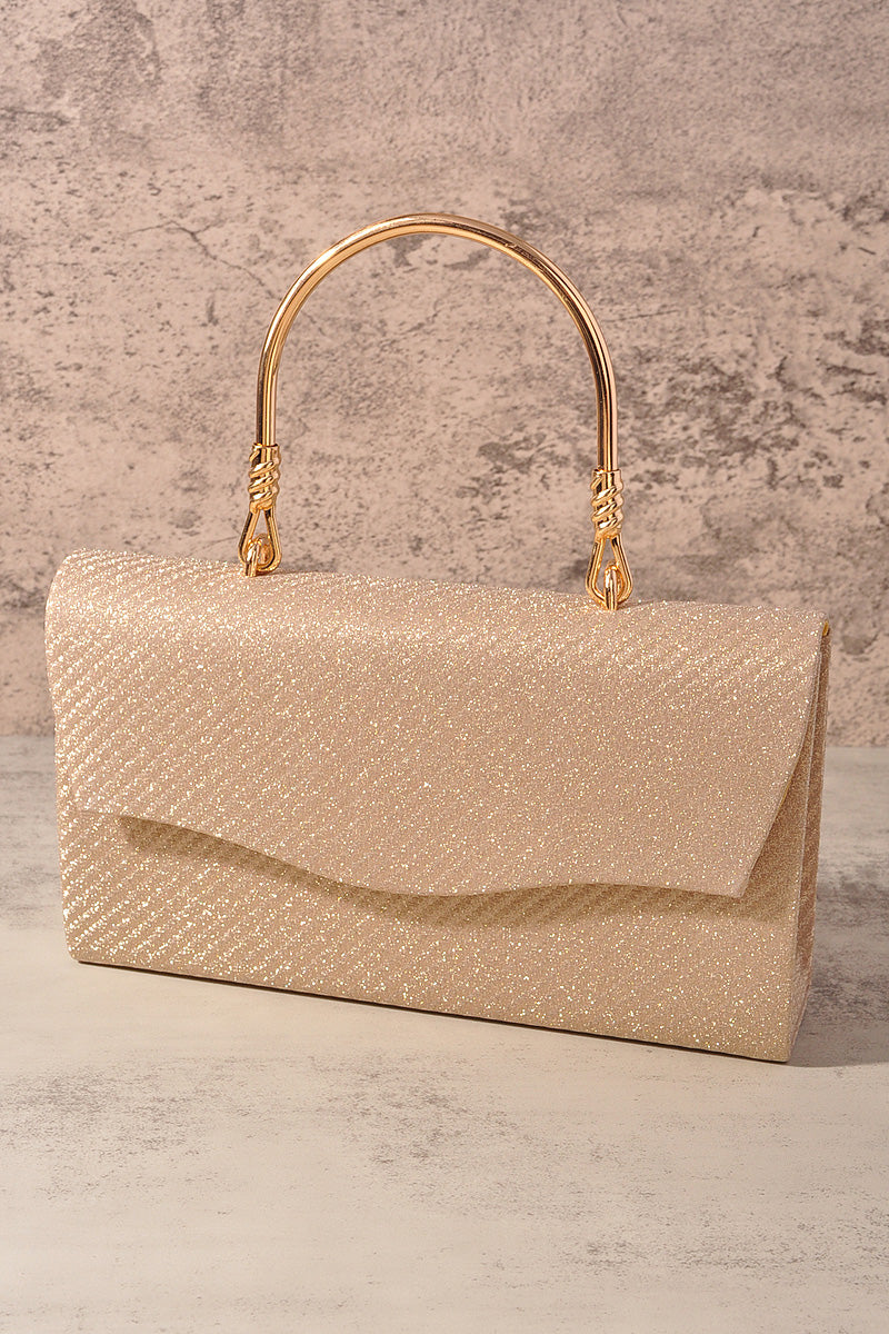 STYLISH TEXTURED FLAP HANDLE EVENING BAG