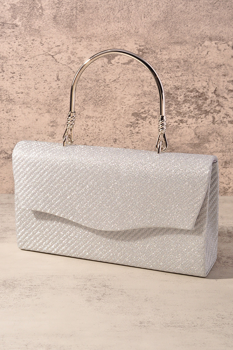 STYLISH TEXTURED FLAP HANDLE EVENING BAG
