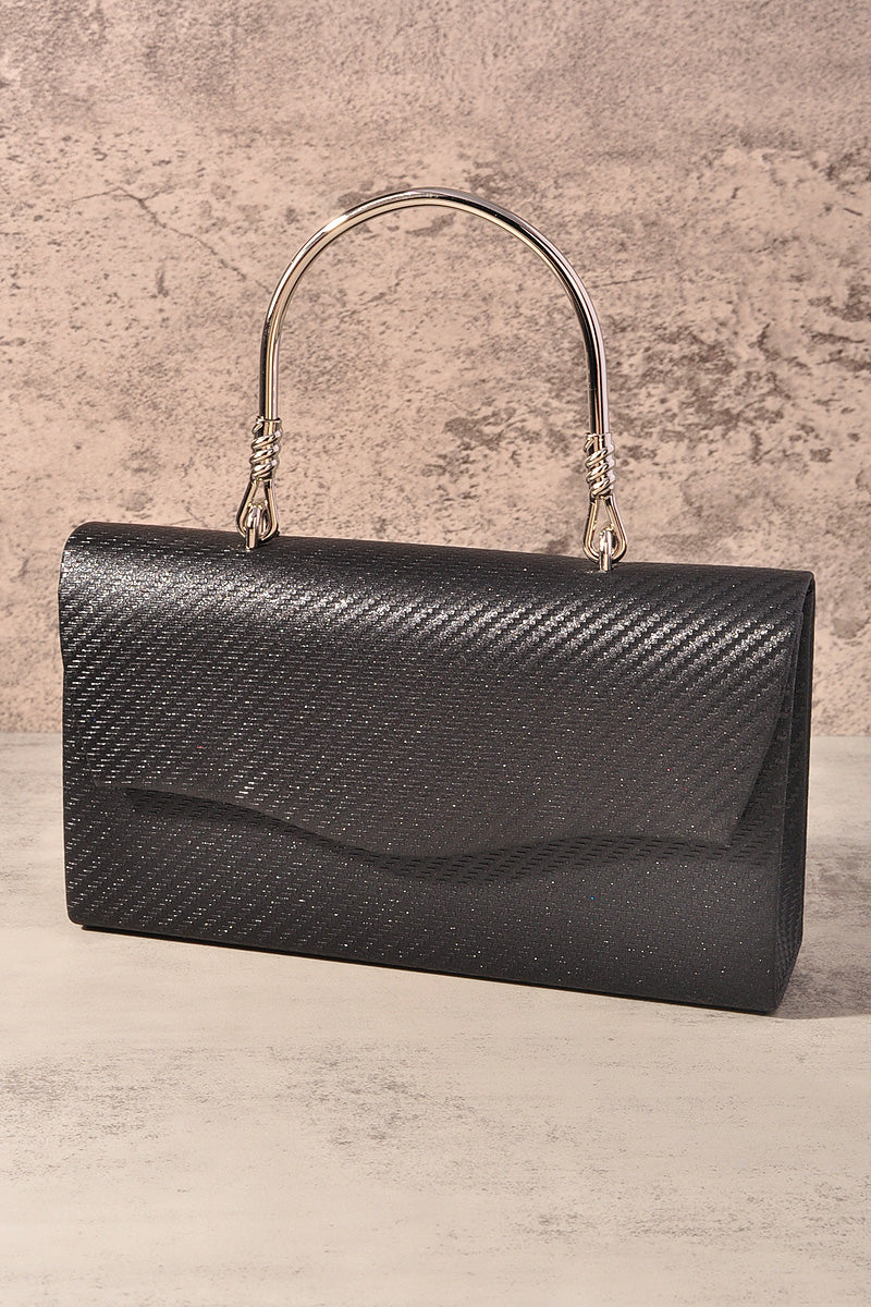 STYLISH TEXTURED FLAP HANDLE EVENING BAG