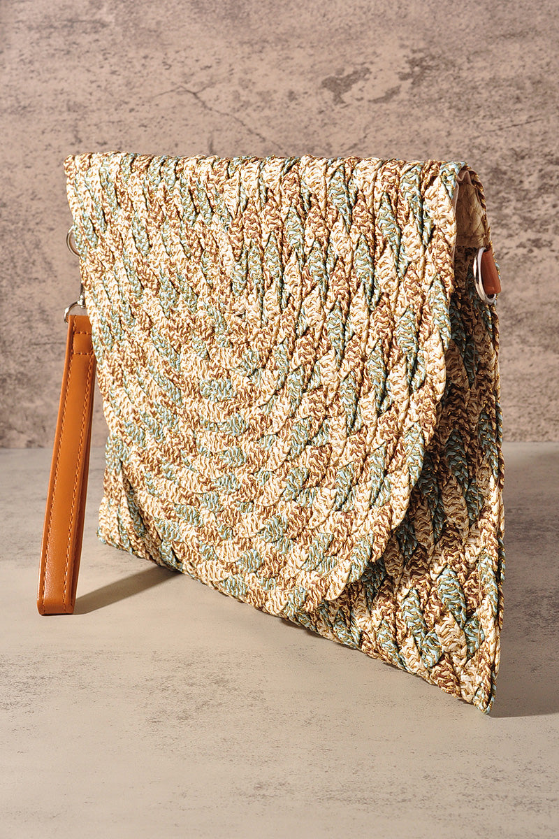 LUREX MIXED MULTI COLORED STRAW CLUTCH & CROSSBODY