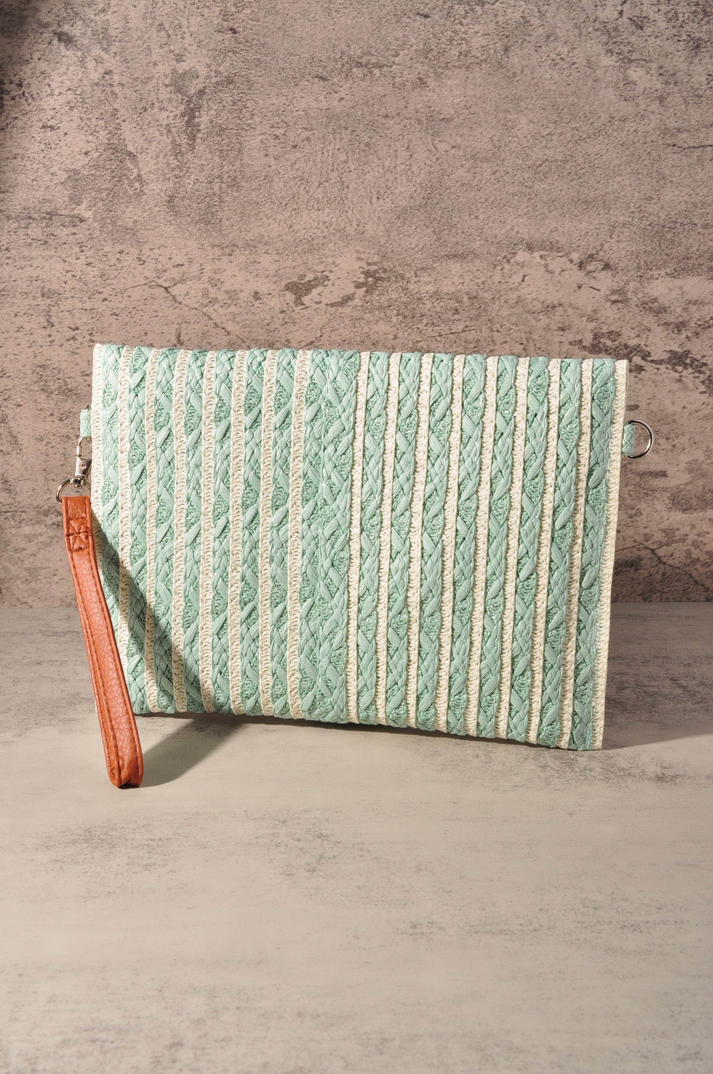 COLOR STRIPED TWO TONE CLUTCH & CROSSBODY BAG