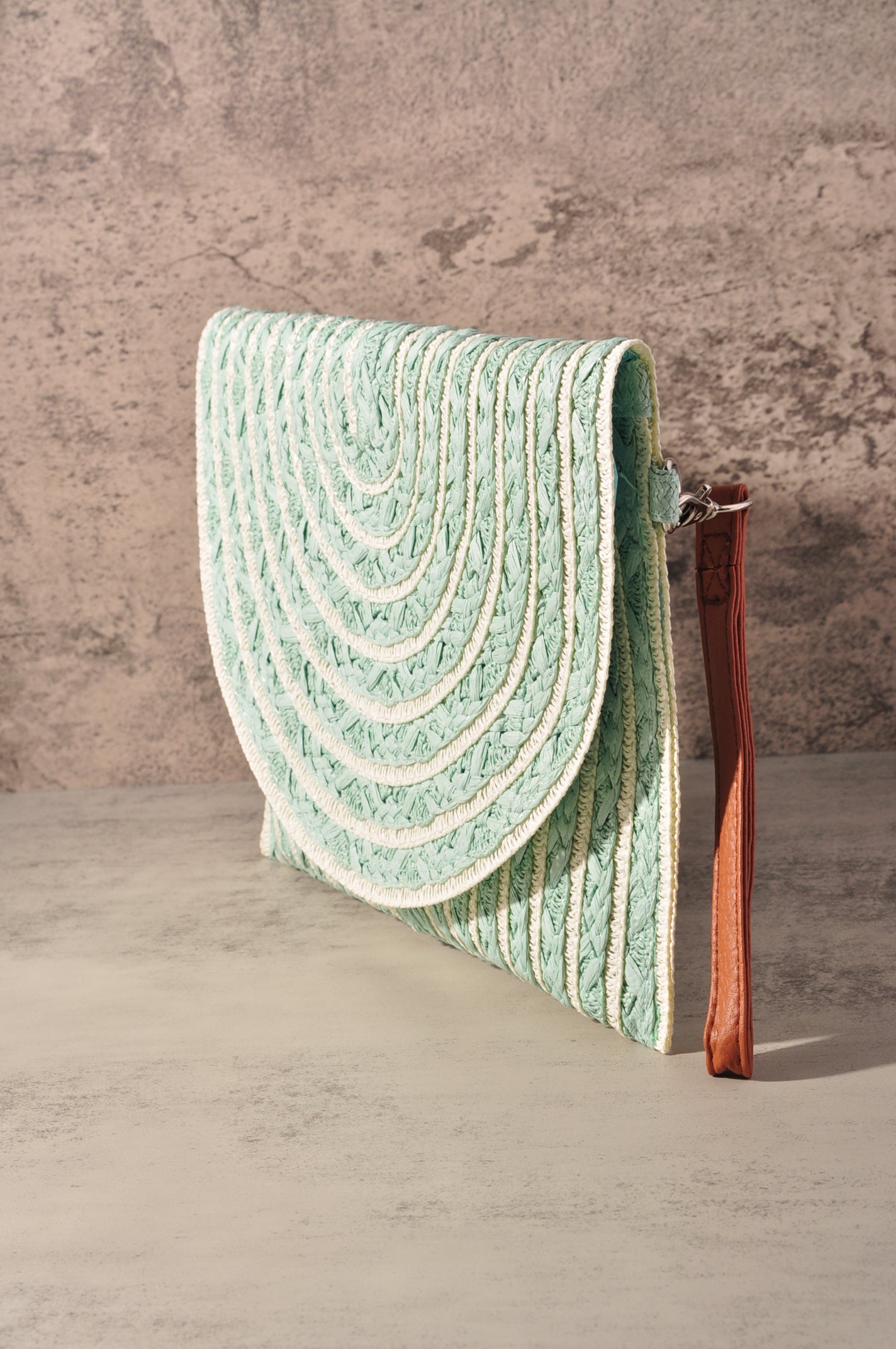 COLOR STRIPED TWO TONE CLUTCH & CROSSBODY BAG