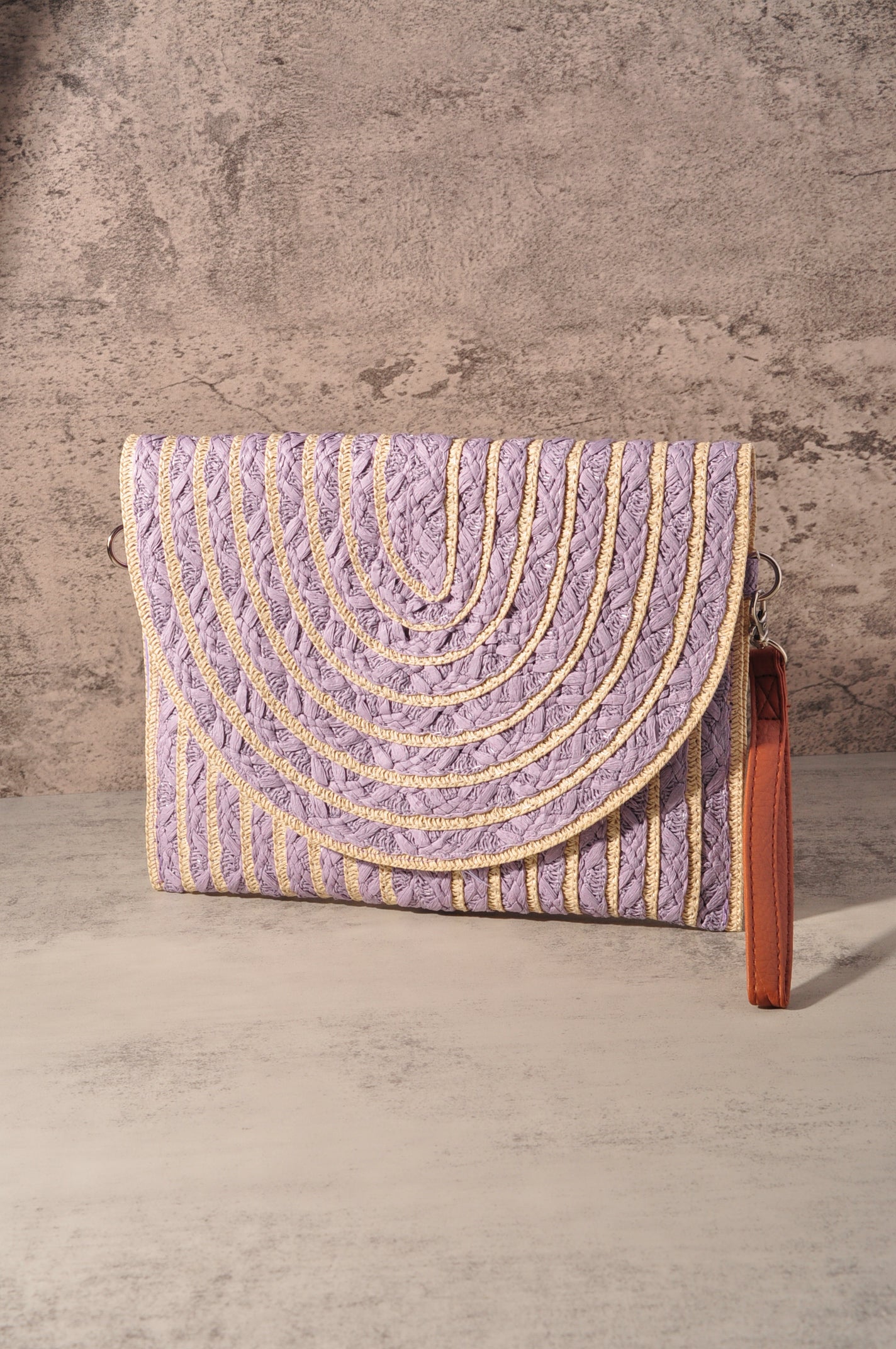 COLOR STRIPED TWO TONE CLUTCH & CROSSBODY BAG