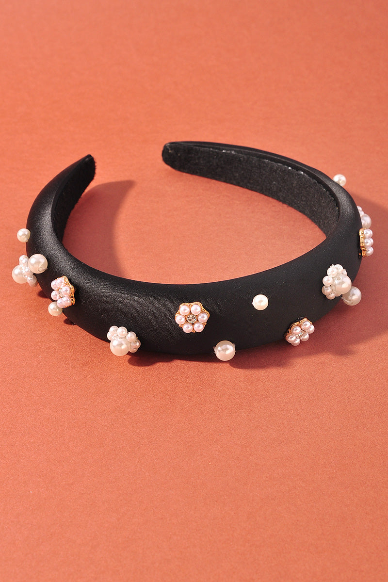 PEARL FLORAL EMBELLISHED HEADBAND