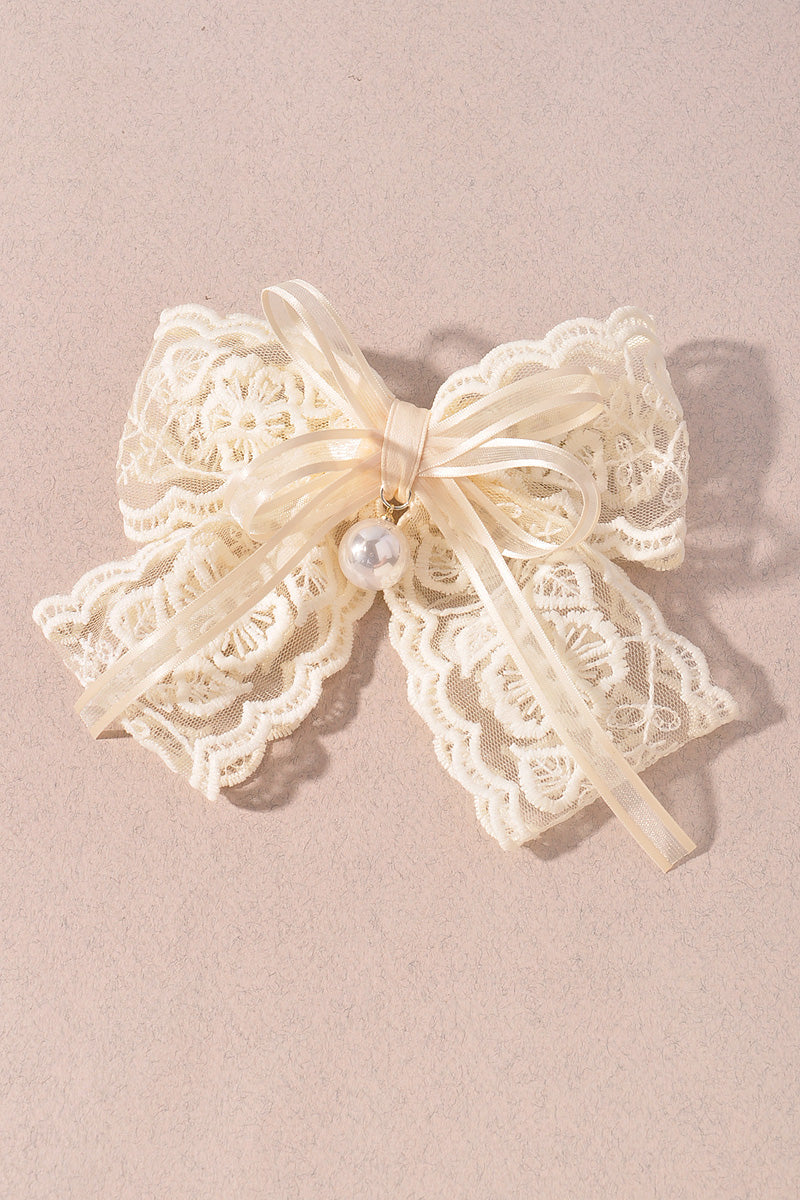 LACE RIBBON HAIR BOW PIN