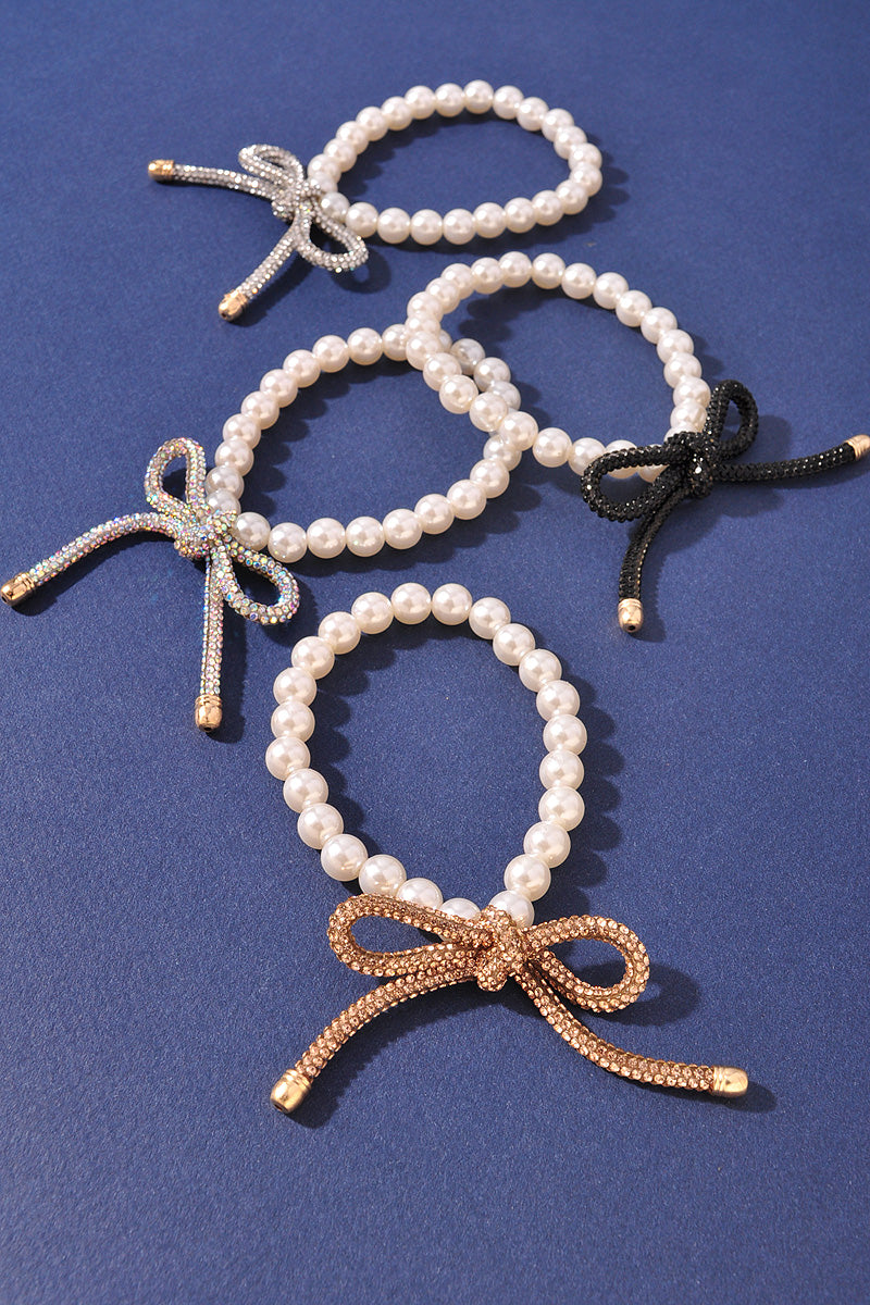 PEARL RIBBON CHARM BRACELET