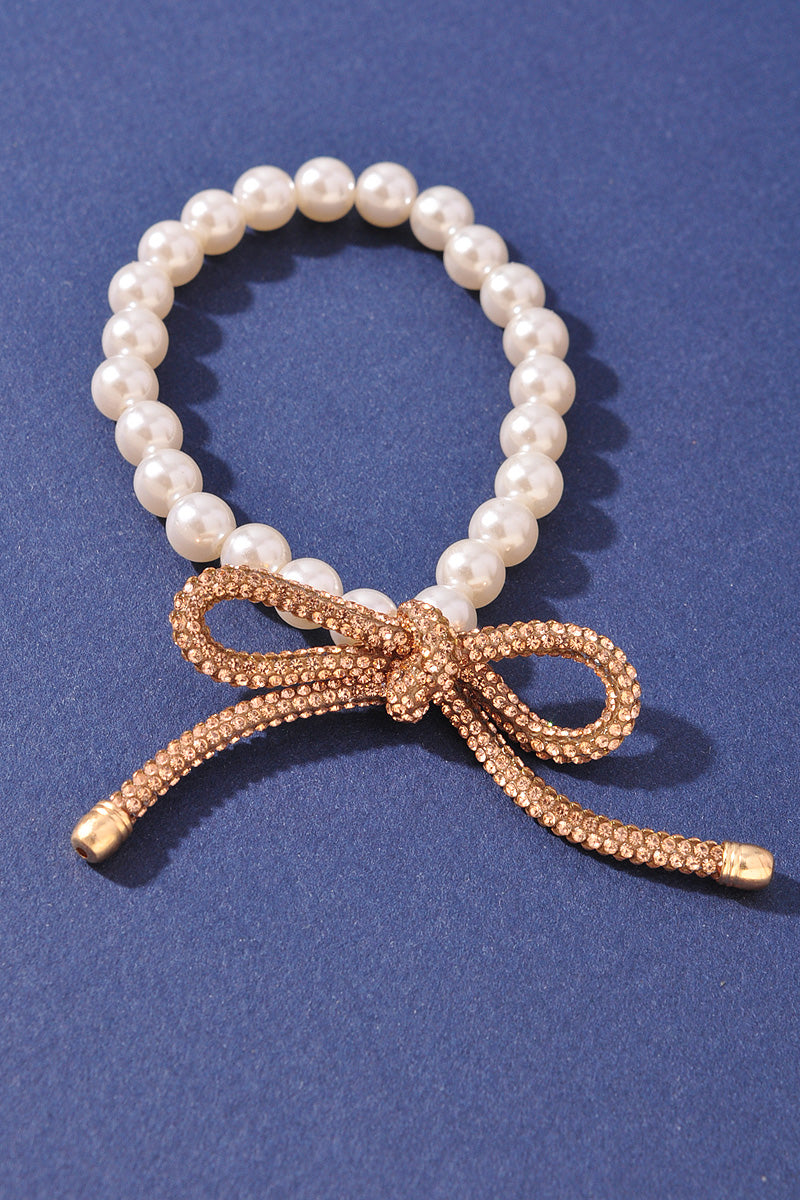 PEARL RIBBON CHARM BRACELET