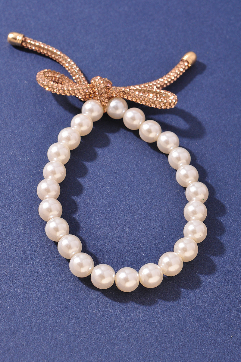 PEARL RIBBON CHARM BRACELET