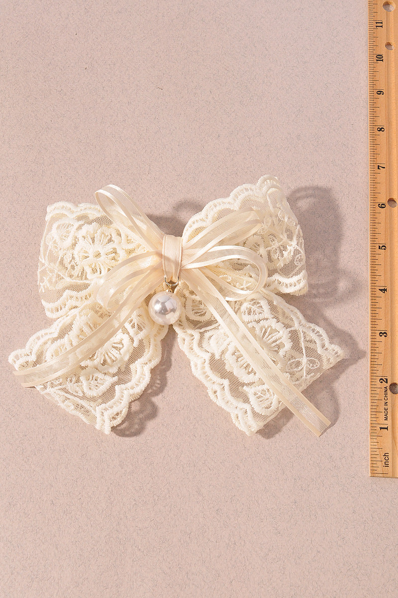 LACE RIBBON HAIR BOW PIN