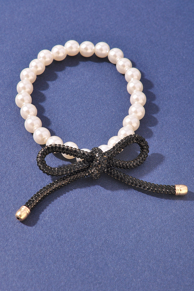 PEARL RIBBON CHARM BRACELET