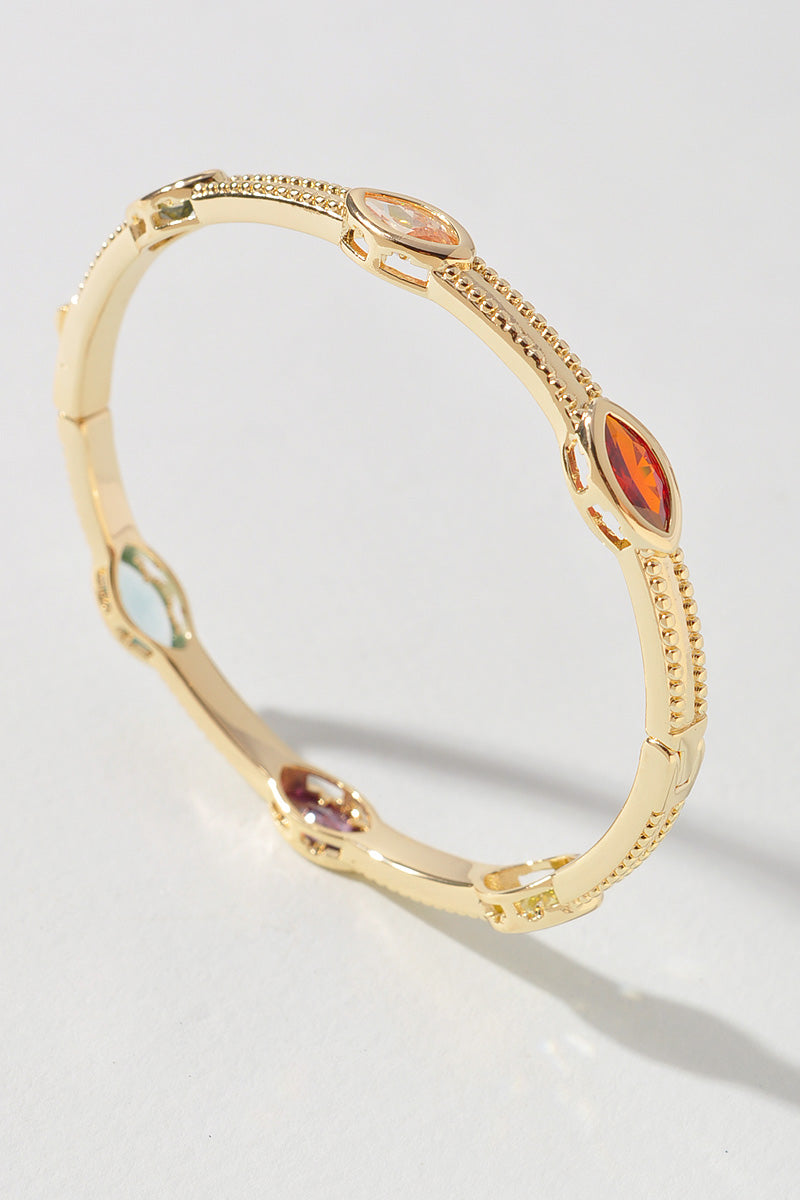Multi-Stone Gold Bangle Bracelet