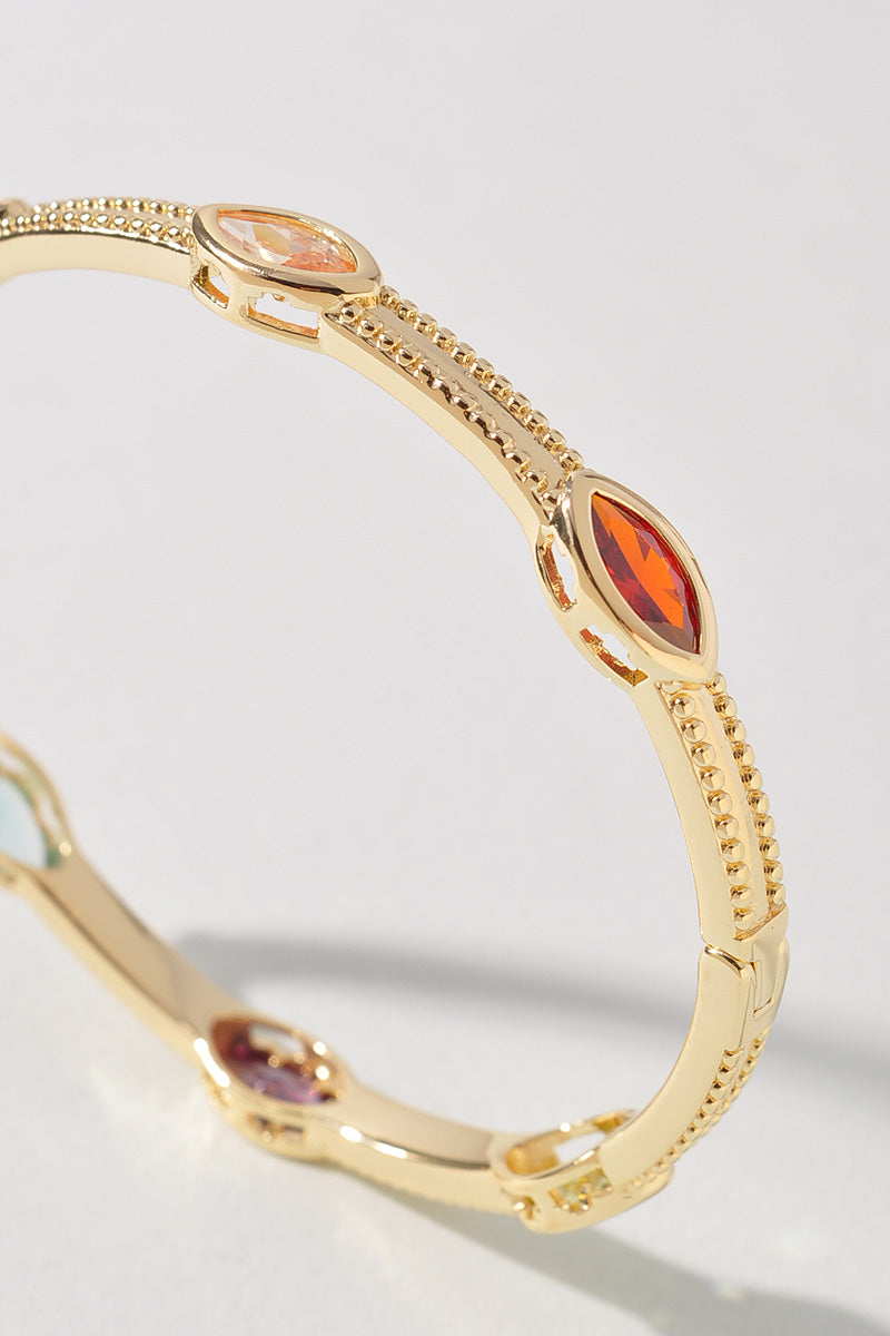 Multi-Stone Gold Bangle Bracelet