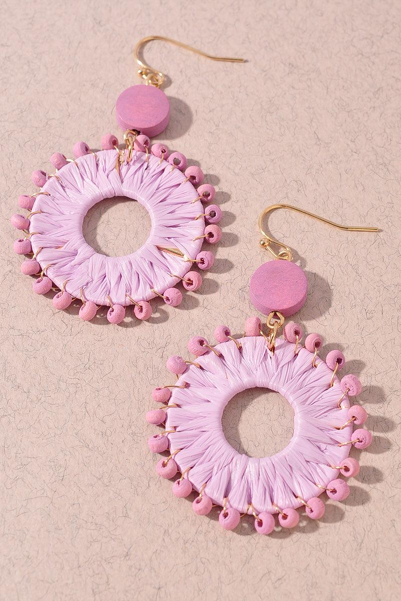 RAFFIA WRAPPED WIRED DANGLE EARRINGS