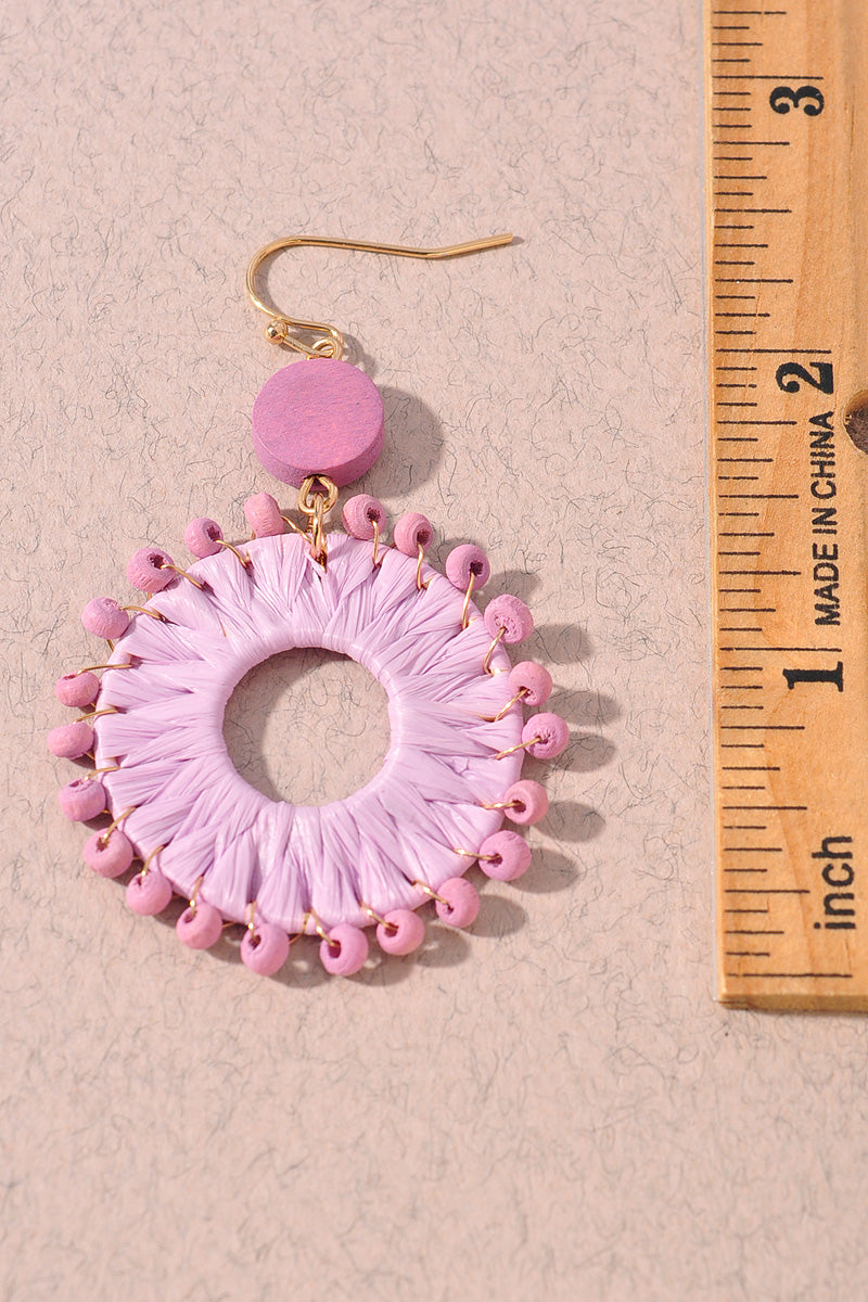 RAFFIA WRAPPED WIRED DANGLE EARRINGS