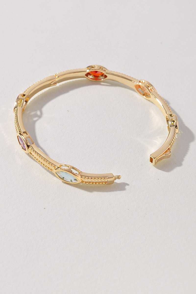 Multi-Stone Gold Bangle Bracelet