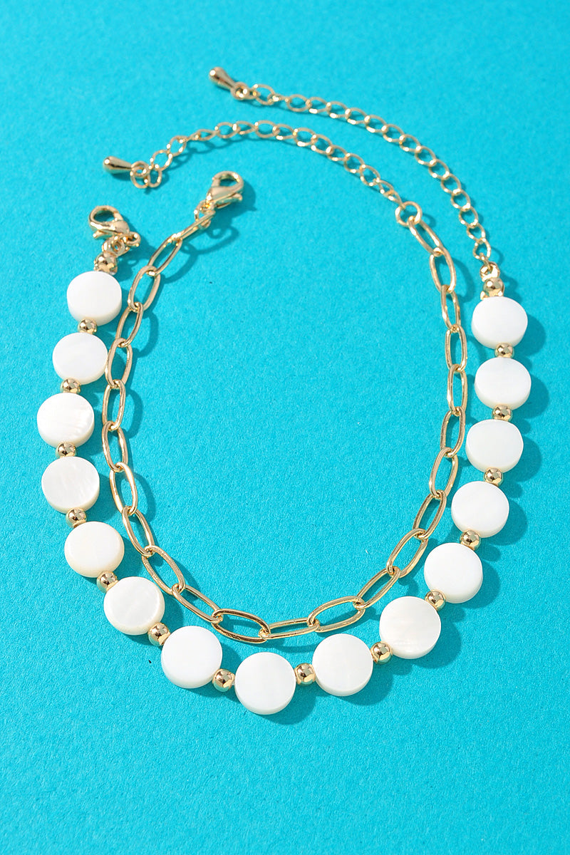 ROUND BEAD OVAL LINK BRACELET SET