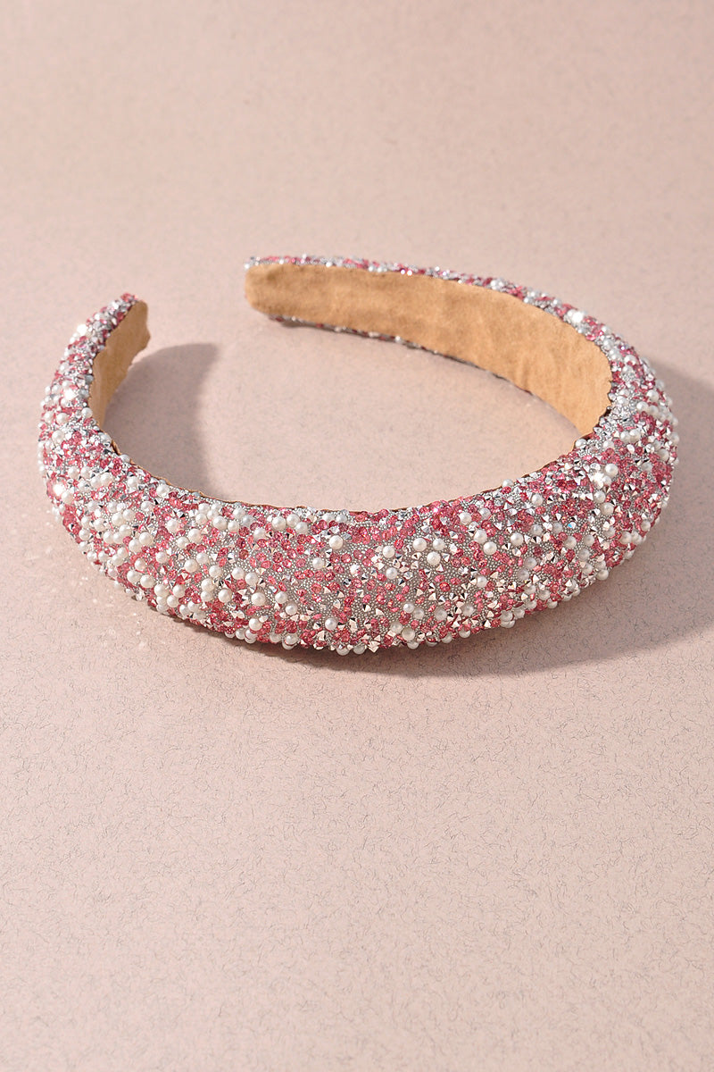 PEARL RHINESTONE MIX PUFFY HEADBAND
