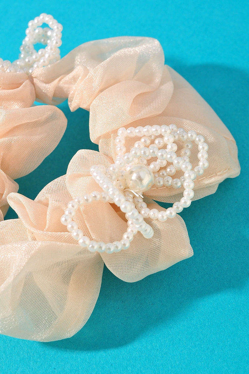 PEARL RIBBON HAIR SCRUNCHIES