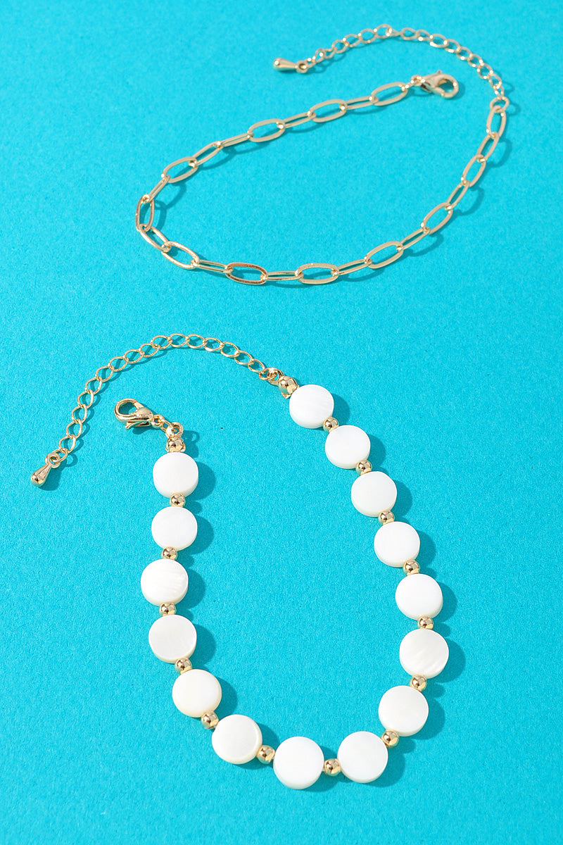 ROUND BEAD OVAL LINK BRACELET SET