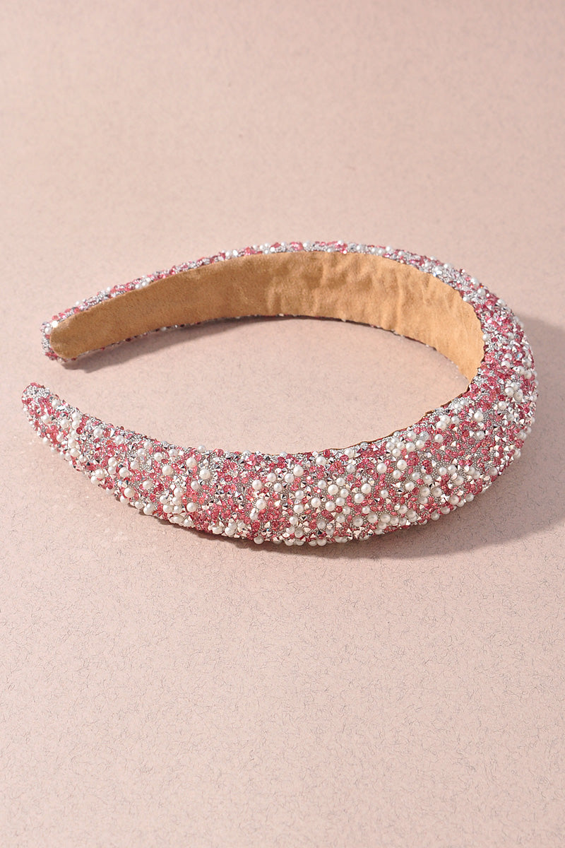 PEARL RHINESTONE MIX PUFFY HEADBAND