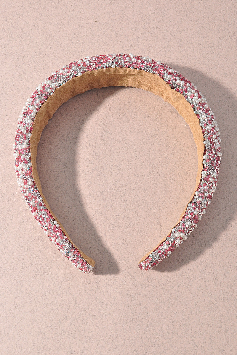 PEARL RHINESTONE MIX PUFFY HEADBAND