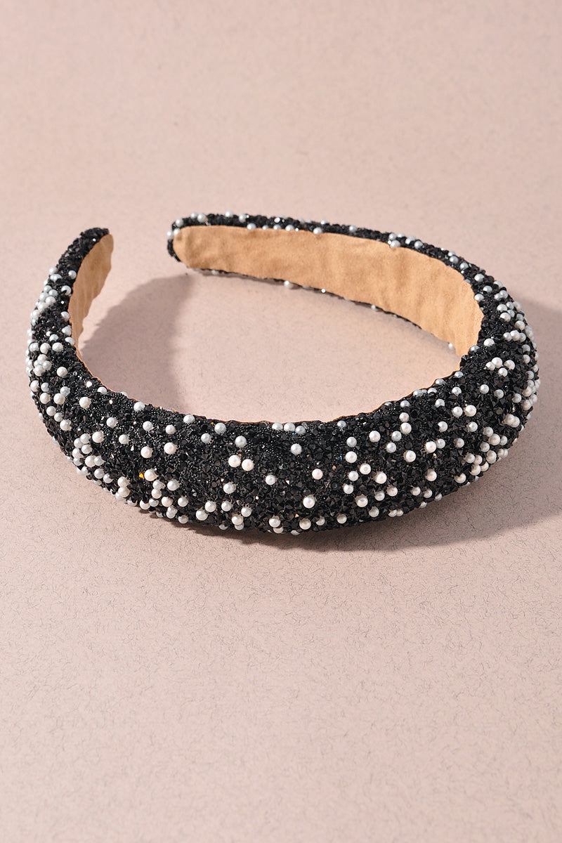 PEARL RHINESTONE MIX PUFFY HEADBAND
