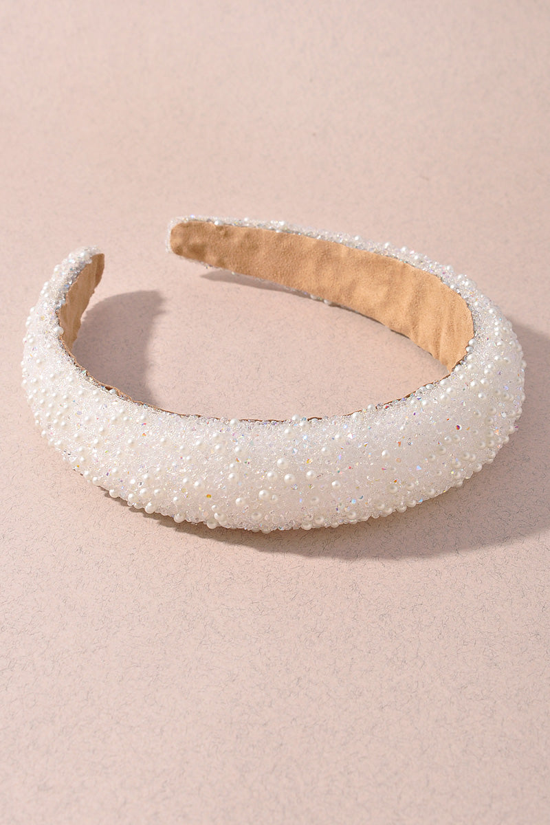 PEARL RHINESTONE MIX PUFFY HEADBAND
