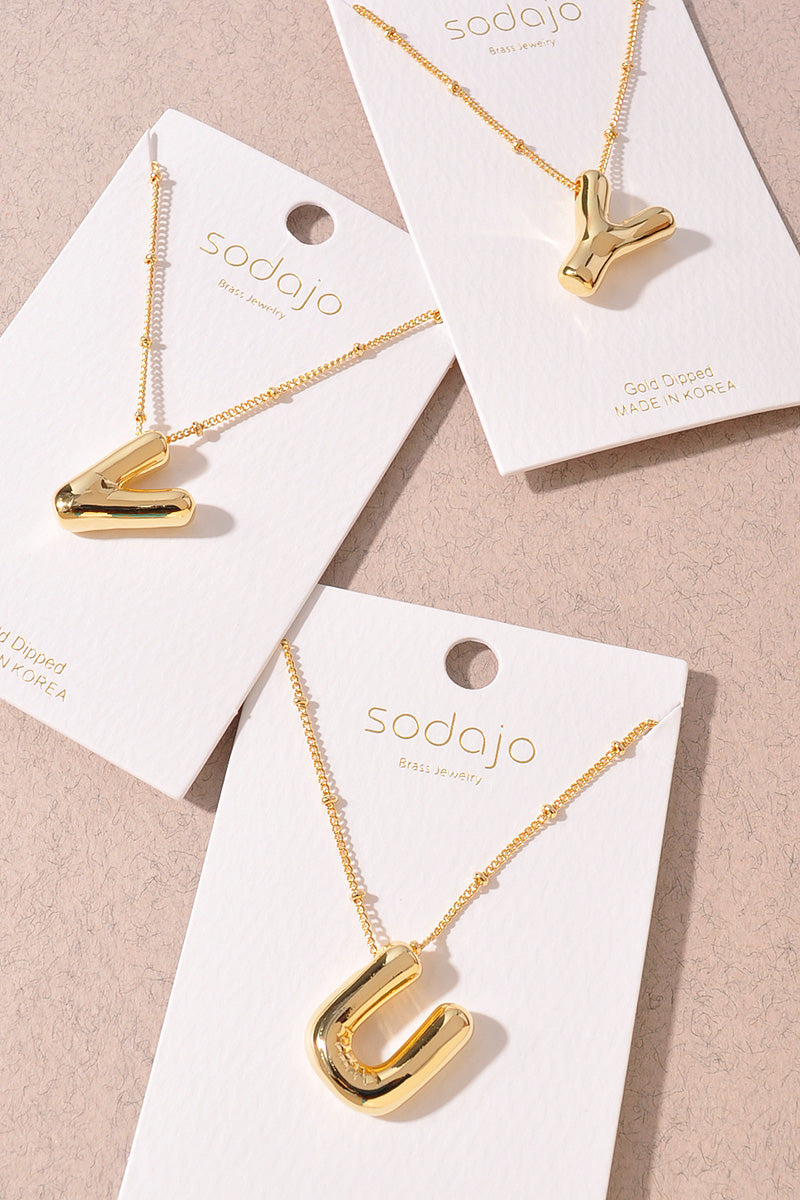 GOLD DIPPED BUBBLE INITIAL NECKLACE