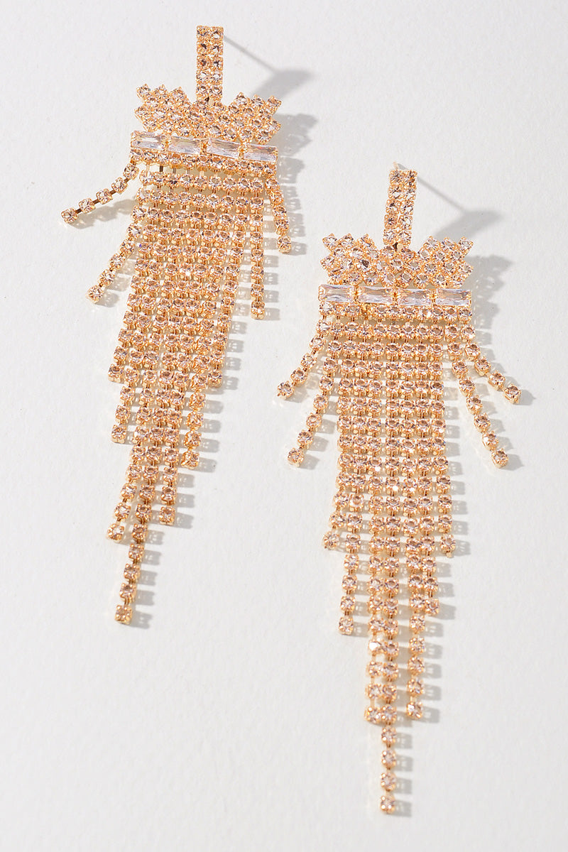 RHINESTONE FRINGE EARRINGS