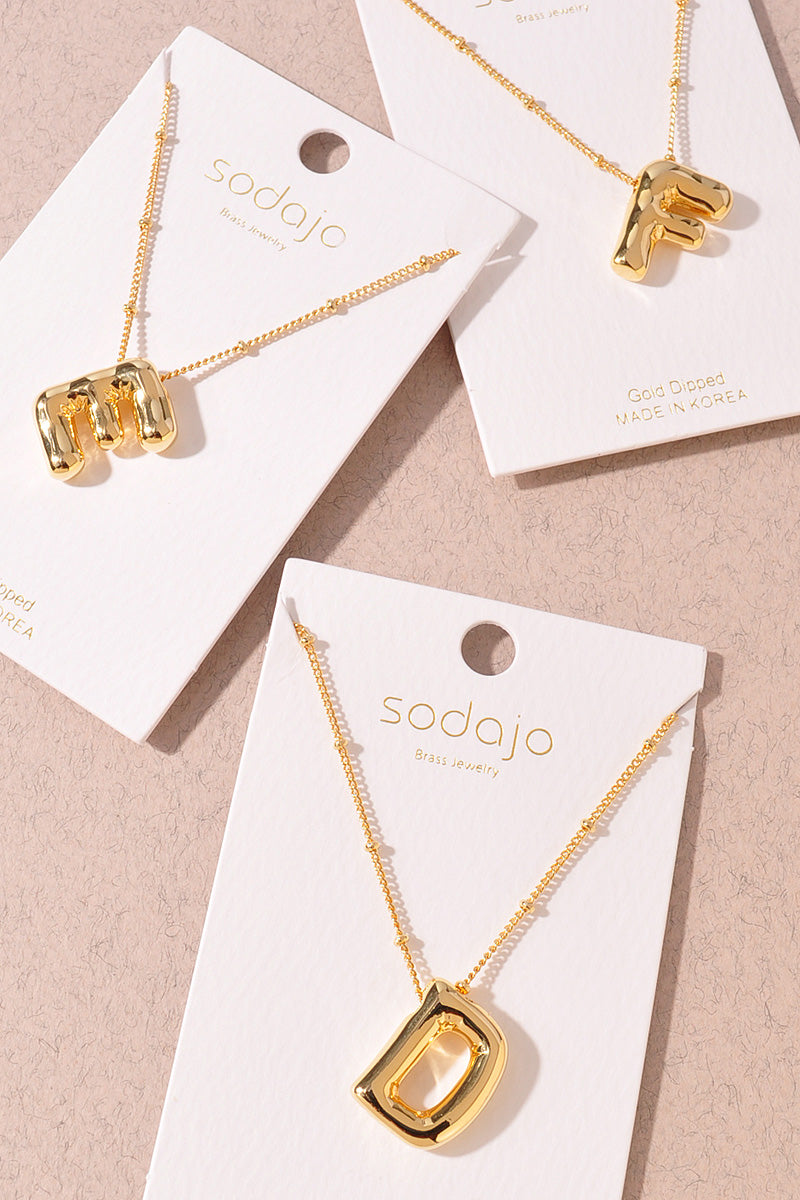 GOLD DIPPED BUBBLE INITIAL NECKLACE