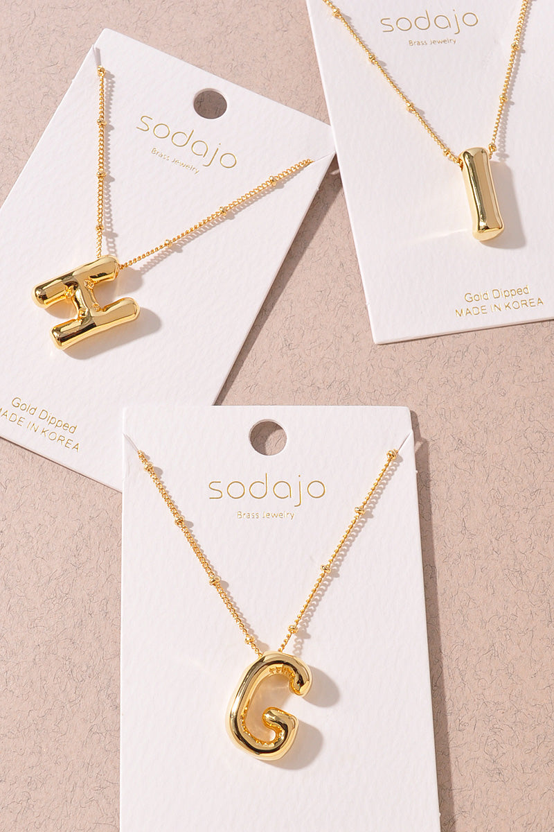 GOLD DIPPED BUBBLE INITIAL NECKLACE