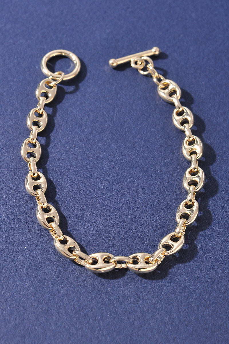 OVAL LINK TOGGLE CLASP METAL BRACELET