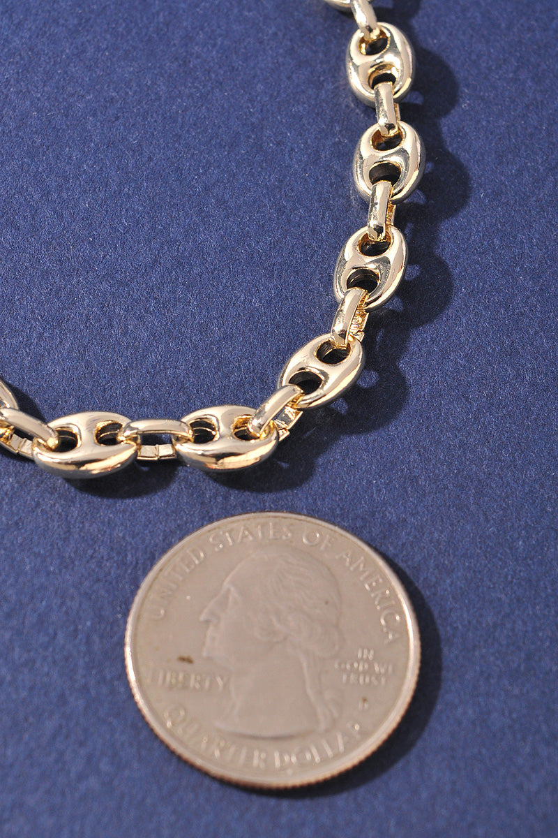 OVAL LINK TOGGLE CLASP METAL BRACELET