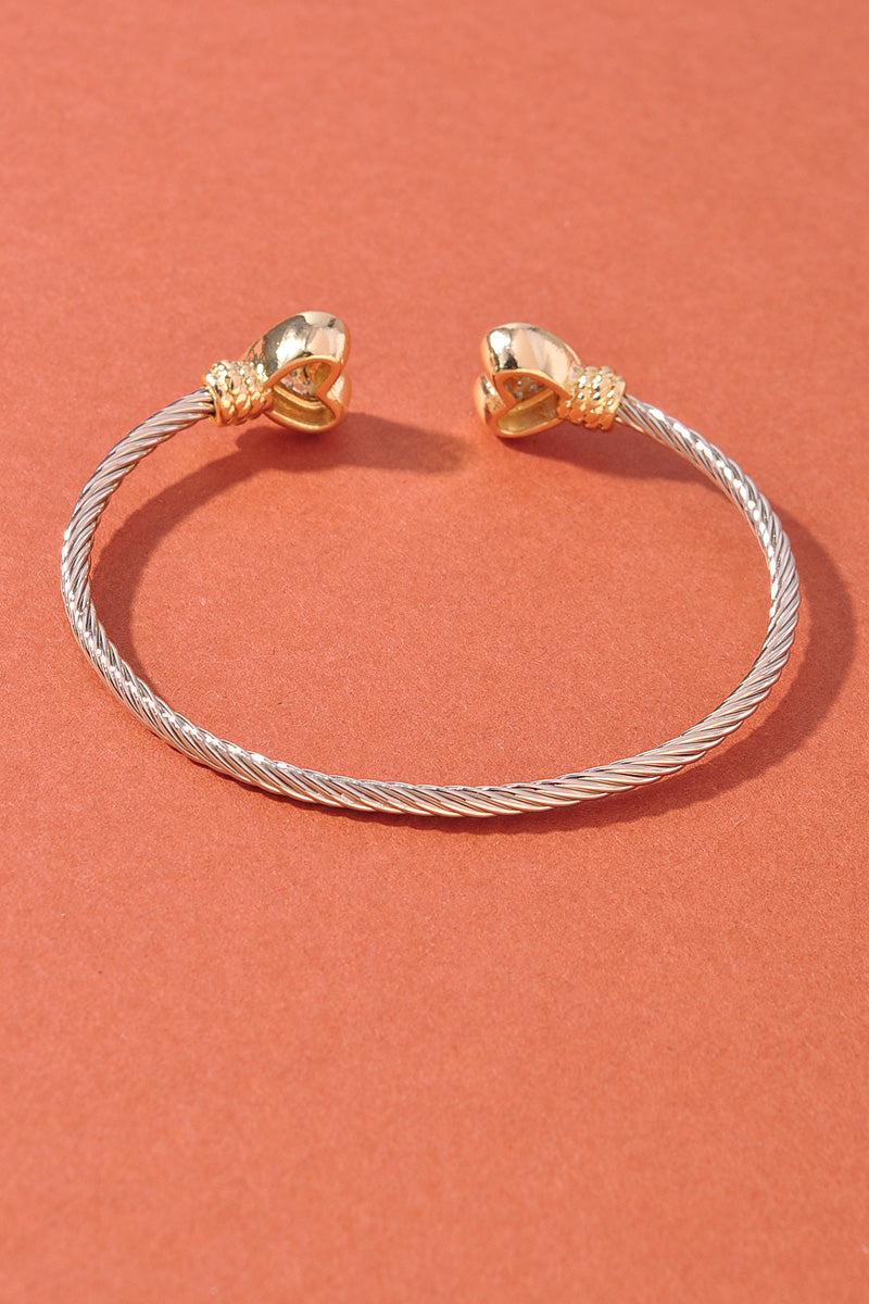 Two-Tone Heart Cuff Bracelet