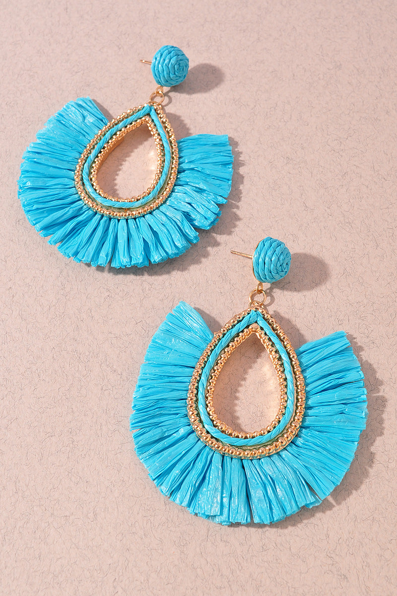 Raffia Teardrop Dangle Earrings