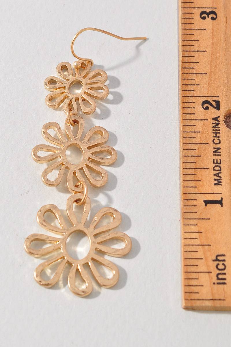 METAL FLOWER DROP EARRINGS