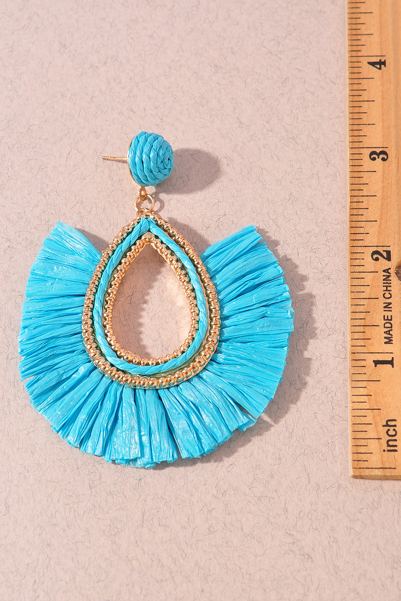 Raffia Teardrop Dangle Earrings
