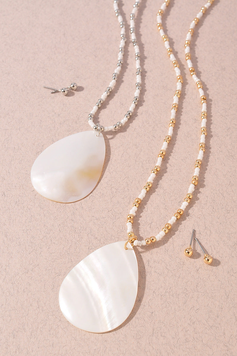 TEARDROP PENDANT BEADED NECKLACE SET